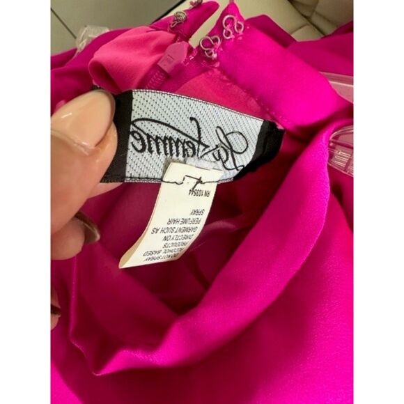 La Femme Two Crop Top Piece Peek A Boo Dress Shorts With Train Skirt Size 4 - Picture 11 of 11